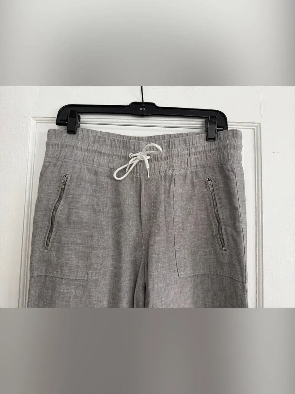Women’s Athleta Cabo Linen Pants, Wide-Leg, Drawstring, Gray - Picture 2 of 5